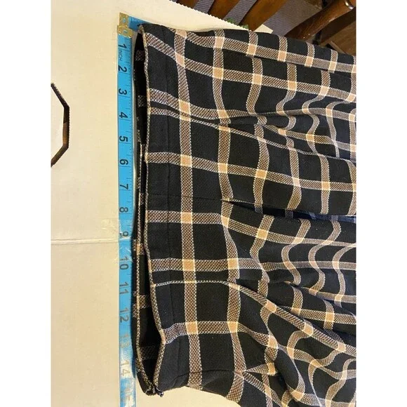 Mini Black Beige Large Plaid Skirt Lined Y2K 90s Vintage Clueless Preppy Student - Picture 6 of 13